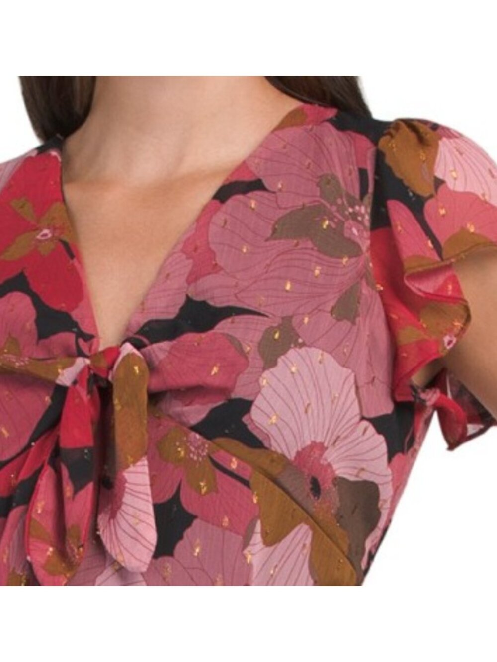 TAYLOR Petite Twist Front Knit Floral Dress - Picture 3 of 5